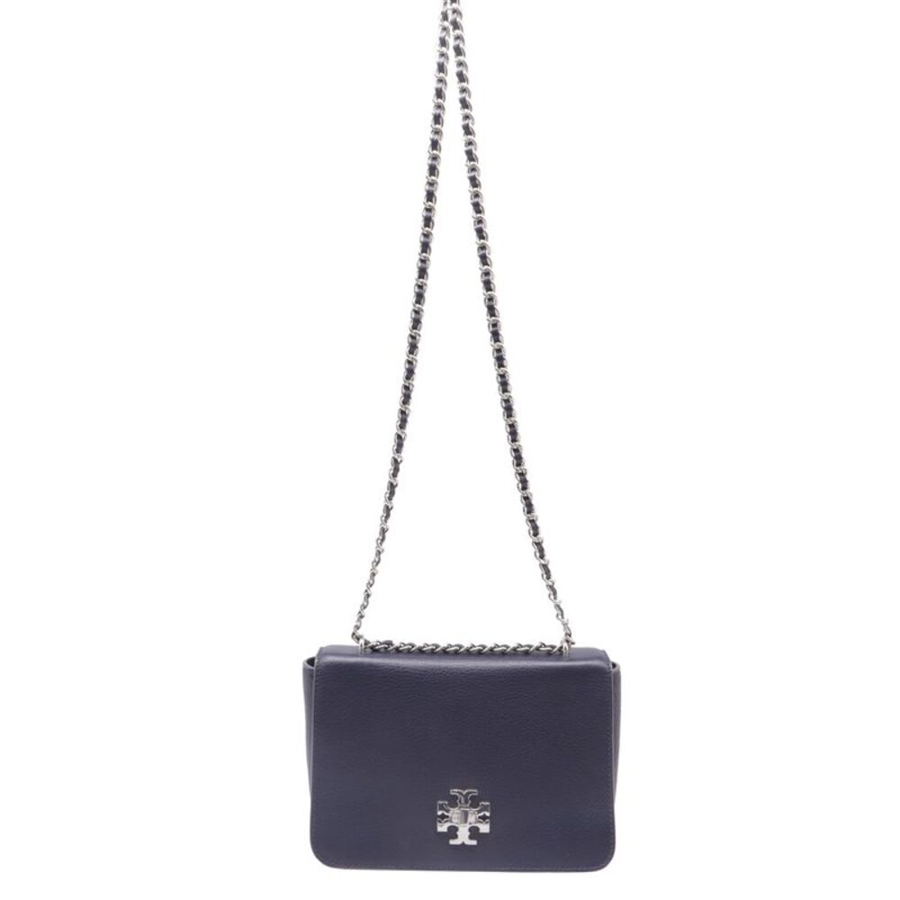 Tory Burch Mercer Shoulder Bag in Navy Blue Leather - Picture 7 of 12